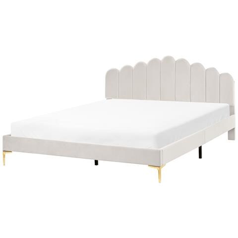 Letto Velluto Sauvian 180 X 200 Cm Bianco Sporco - Foto 2