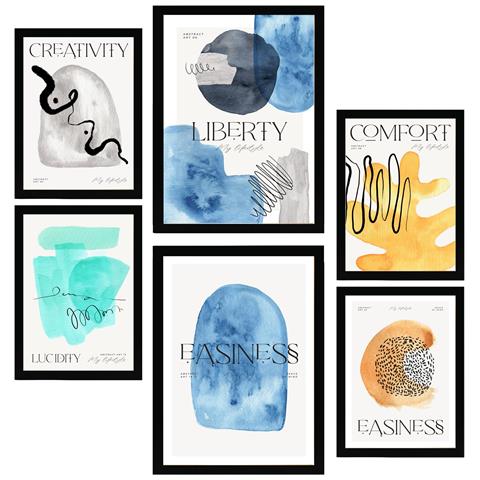 Set Di 6 Stampe Sentimenti Incorniciati Con Illustrazioni Di Design Per Decorare Le Pareti Della Tua Casa, Della Tua Stanza, Del Tuo Ufficio, Del Tuo Negozio Di Pittura A3 & A4 Cornice Nera - Foto 1