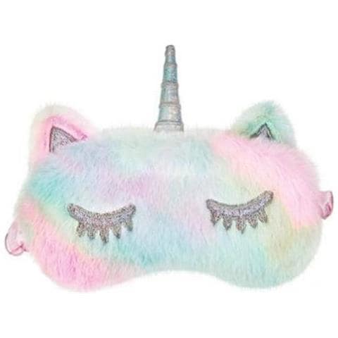 Set Di Mascherine Per Dormire In Peluche Colorate - Coniglio, Unicorno, Gatto - Copriocchi Oscuranti 3 Pezzi - Foto 2