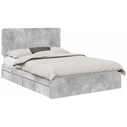Letto con Contenitore con testiera Grigio cemento 150 x 200 cm - Foto 1