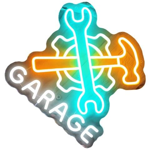 Insegna Led A Forma Di Chiave Inglese E Martello - Luce Al Neon Per Garage, Decorazione Acrilica 44,6x33 Cm - Foto 2