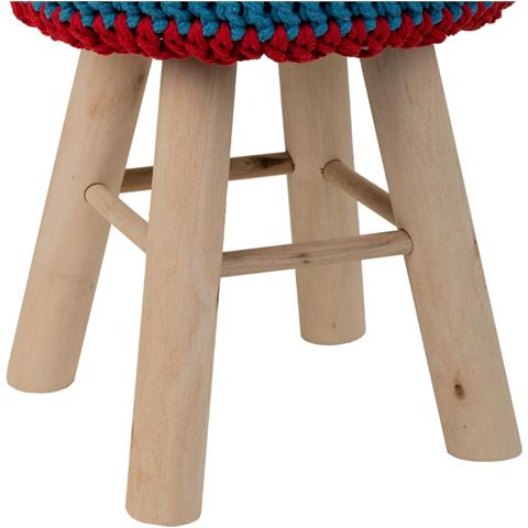 Sgabello In Cotone Intrecciato E Legno Blu 32x32x44h - Foto 7