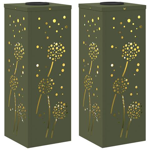 Faro LED solare per sentieri 2 pcs Verde oliva - Foto 1