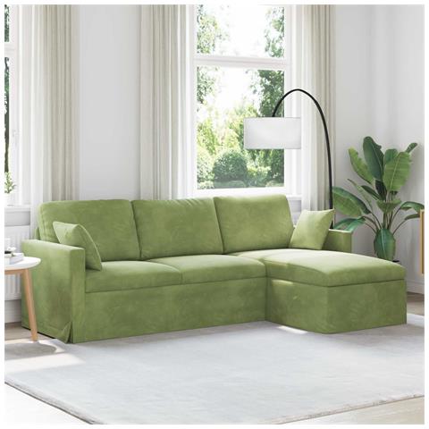 Divano Verde chiaro 198 x 134 x 80 cm Velluto - Foto 2