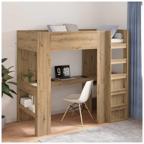 Struttura letto a castello con scrivania Rovere artigianale - Foto 2