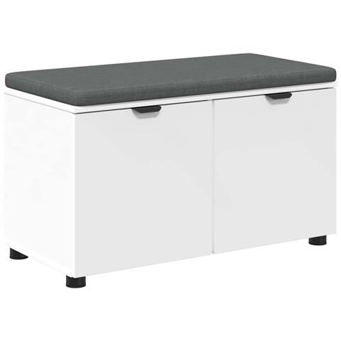 Panca per ingresso con cuscino con porta Bianco 80 x 38 x 46 cm - Foto 1