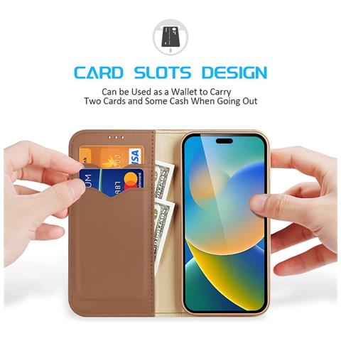 Cover Cartera per iPhone 14 Pro - Pelle /PU, Marrone - Foto 4