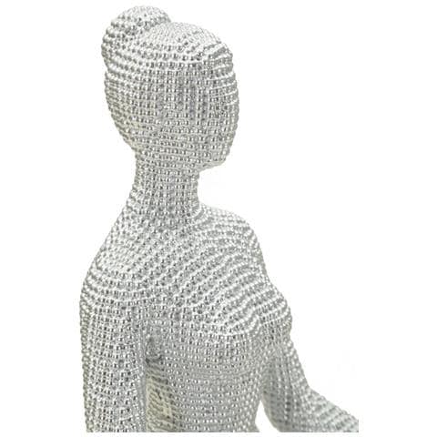Statuetta Donna Yoga Silver In Resina Bianca - Foto 2