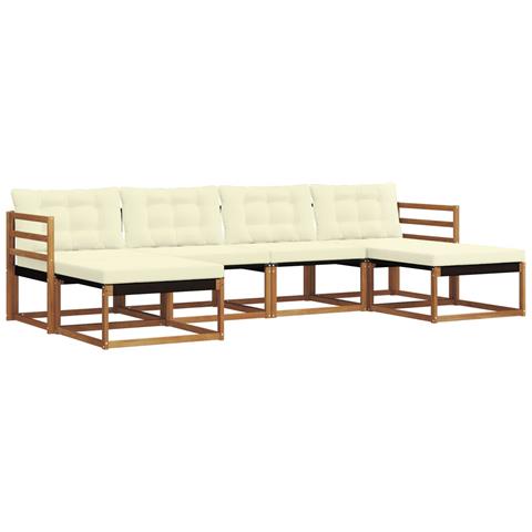 Set di divani da esterno con cuscino 6 pcs Naturale e Crema - Foto 1