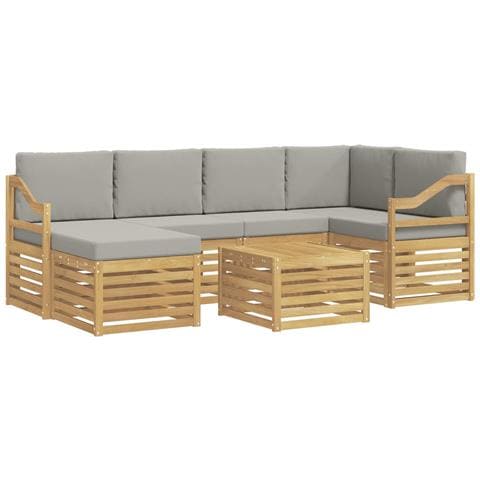 Set di divani da esterno 7 pcs Bianco e Grigio Chiaro - Foto 1