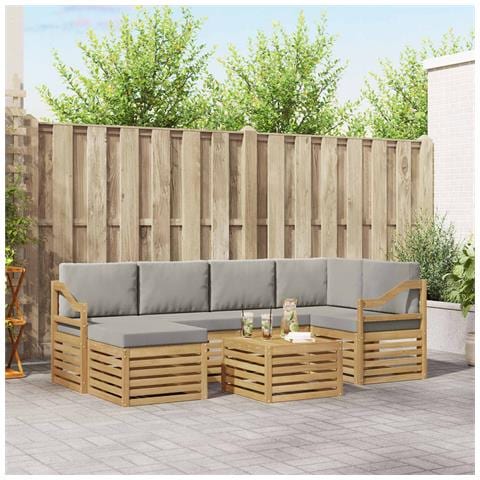 Set di divani da esterno 7 pcs Bianco e Grigio Chiaro - Foto 2