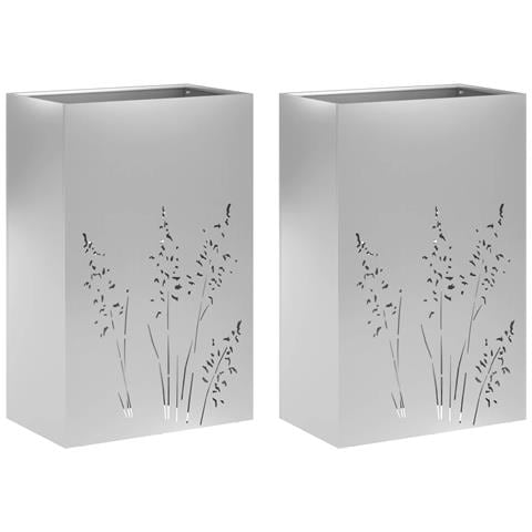 Vaso da giardino 2 pz Argento 50 x 30 x 75 cm Acciaio zincato - Foto 1