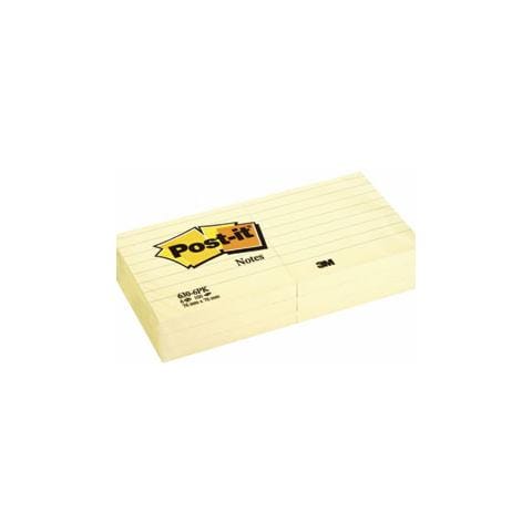 confezione da 6 pezzi - blocco 100fg post-it®giallo canary™ 76x76mm giallo a righe 630-6pk - Foto 1