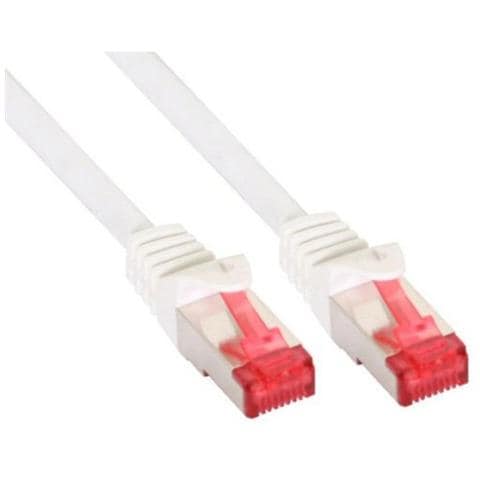 cavo patch per rete dati lan cat. 6, 2x rj45, doppia schermatura sftp (pimf) , halogenfree, colore bianco, 0,5m - Foto 1