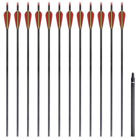 Set 12 Frecce Standard Per Arco Ricurvo 76,2 Cm / 0,76 In Carbonio - Foto 1