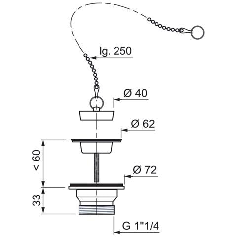 Lavatoio Malati Cestello In Acciaio Inox Rifiuti Filtro 1 14 con Spiùa, Catena - Foto 2