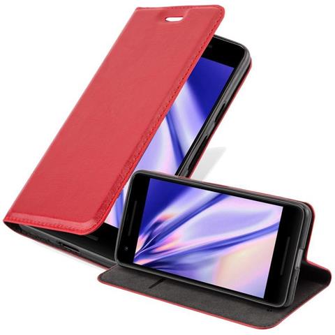 Cadorabo Custodia Compatibile Con Google Pixel 2 Xl In Rosso Mela - Coperchio Protettiva Con Chiusura Magnetica, Funzione Stand E Tasca Per Le Carte - Foto 1