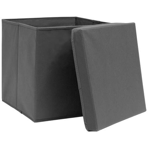 Scatole Portaoggetti con Coperchi 4pz Grigi 32x32x32 cm Tessuto - Foto 2