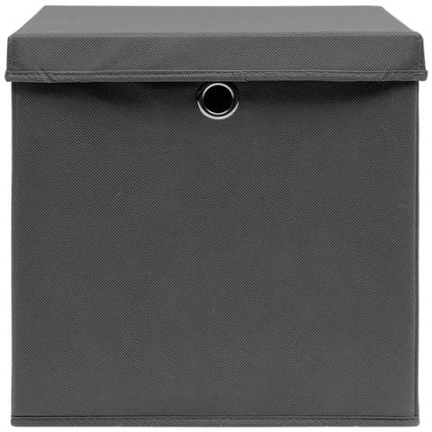 Scatole Portaoggetti con Coperchi 4pz Grigi 32x32x32 cm Tessuto - Foto 6