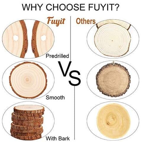 Legno Fette 30 Pc 5-6cm Forato Hole Natural Unfinished Registro Cerchi Di Legno Per Diy Crafts Di Nozze Decorazioni Di Natale Ornamenti Con Omaggi - Foto 2