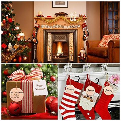 Legno Fette 30 Pc 5-6cm Forato Hole Natural Unfinished Registro Cerchi Di Legno Per Diy Crafts Di Nozze Decorazioni Di Natale Ornamenti Con Omaggi - Foto 4