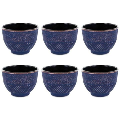 6 Tazze Di Ghisa Cinese - Blu E Bronzo 15 Cl - Foto 1