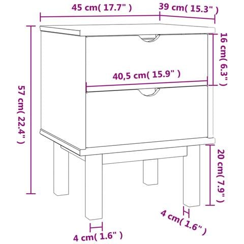 Comodino OTTA Marrone e Grigio 45x39x57 cm in Legno di Pino - Foto 6