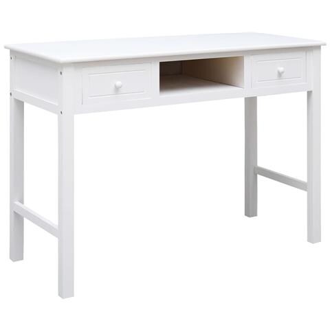 Scrivania Bianca 108x45x76 Cm In Legno Massello Di Paulownia - Foto 2