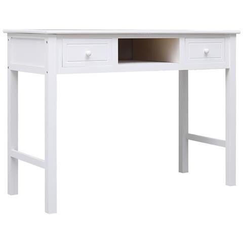 Scrivania Bianca 108x45x76 Cm In Legno Massello Di Paulownia - Foto 1