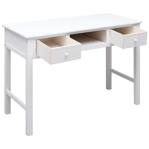 Scrivania Bianca 108x45x76 Cm In Legno Massello Di Paulownia - Foto 9