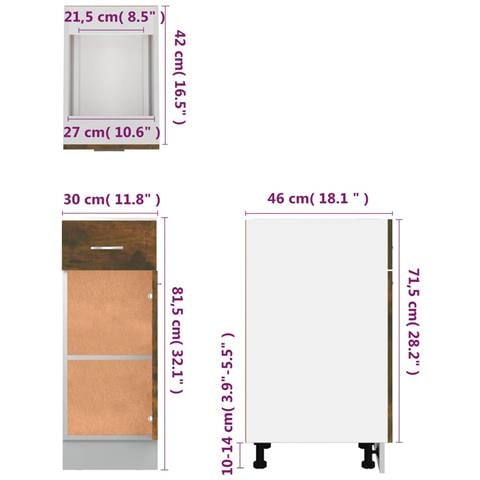 Mobile con Cassetto “Lyon” Rovere Fumo 30x46x81,5 cm - Foto 2