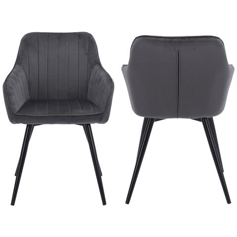 Sedia In Velluto Bertille Grigio - Foto 10
