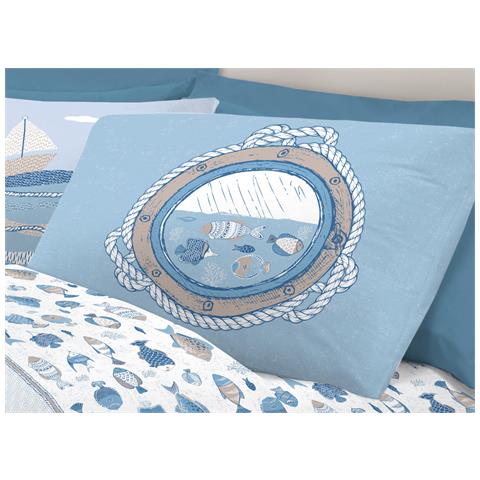 Completo Lenzuola Letto Pensieri Delicati 100% Cotone Disegno Oceano Singolo Bianco - Foto 2