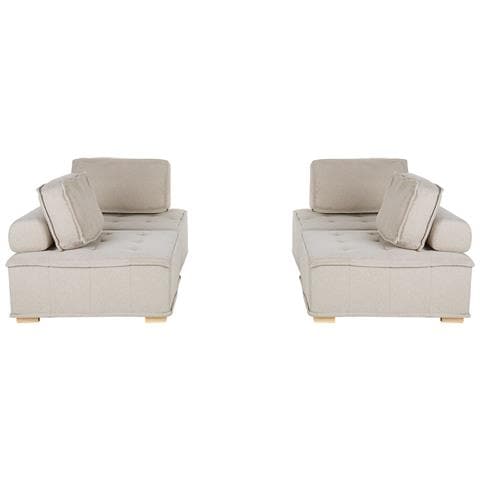 Set Da Salotto Modulare 4 Posti Tibro Tessuto Beige Chiaro - Foto 2