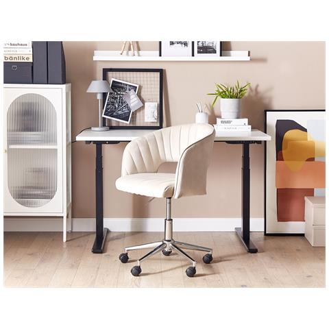 Sedia Da Scrivania Katonah Velluto Beige Chiaro - Foto 1