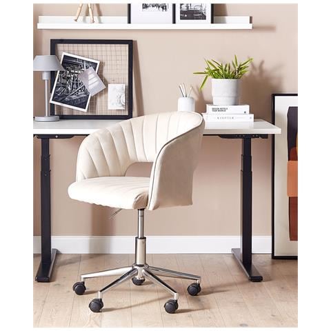 Sedia Da Scrivania Katonah Velluto Beige Chiaro - Foto 8