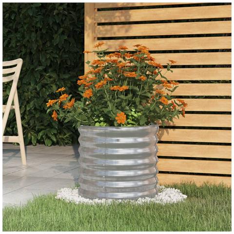 Vaso Giardino Acciaio Verniciato A Polvere 40x40x36 Cm Argento - Foto 1