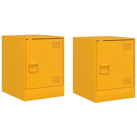 Comodini 2 pz Giallo Senape 34,5x39x44 cm in Acciaio - Foto 1