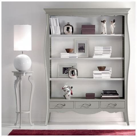 Libreria Classica In Legno 3 Cassetti Grigio /Bianco 151x47x204 - Foto 1