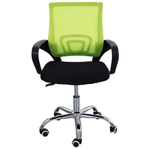 Sedia Poltrona Da Ufficio Con Altezza Regolabile Schienale Giallo Fluo E Base Cromata Urrax - Foto 2