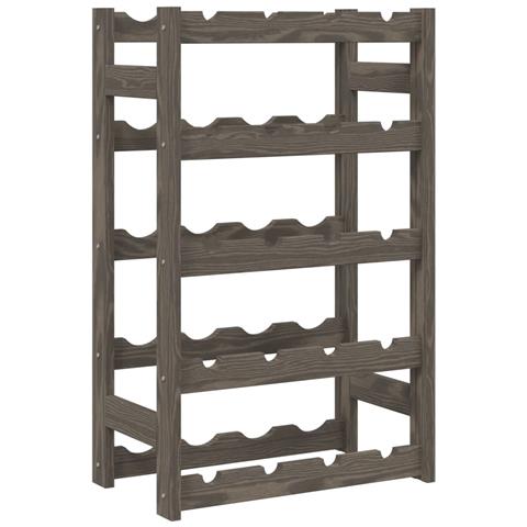 Portabottiglie Per 20 Bottiglie Grigio Legno Massello Di Pino - Foto 1