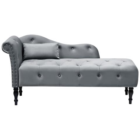 Chaise Longue Versione Sinistra Ivry Velluto Grigio - Foto 2