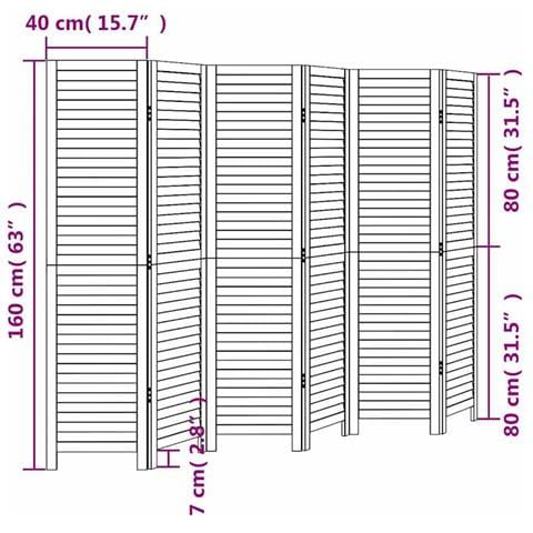 Divisorio Ambienti 6pannelli Bianco Legno Massello Di Paulownia - Foto 2