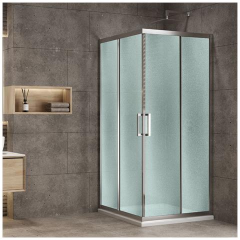 Box Doccia Angolo Apertura Ante Scorrevoli Dafne Vetro Temperato Spessore 6 Mm *** Misure : 72-74x72-74xh195 Cm Stampato - Foto 1
