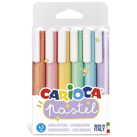 Pastel evidenziatore 6 pz Punta smussata Blu, Verde, Arancione, Pastello, Rosa, Viola, Giallo - Foto 1