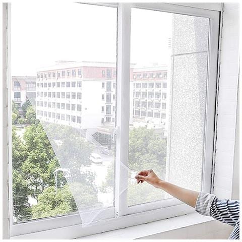 Zanzariera Per Finestra Tenda Adesiva Telo Anti Zanzare Insetti Bianca 130x150cm - Foto 2
