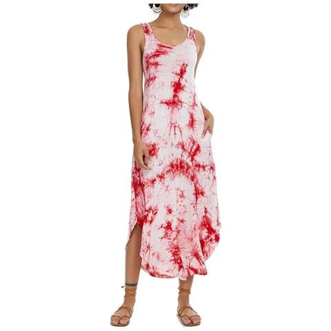 Abito In Raso Da Donna, Bianco E Rosso, Taglia M - Foto 1