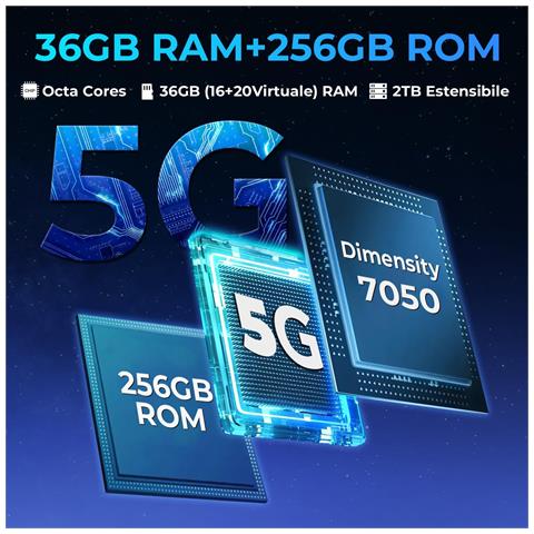 Hyper 7 Pro 5G 256GB 36 GB Ram Dual Sim Display 6.6" 2.4k Fotocamera 200 Mpx Slot Micro SD Android Rosso - Foto 2