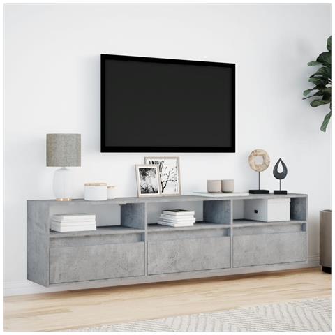 Mobile TV a Parete con LED Grigio Cemento 180x31x45 cm - Foto 2