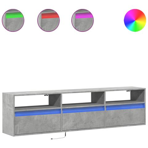 Mobile TV a Parete con LED Grigio Cemento 180x31x45 cm - Foto 1